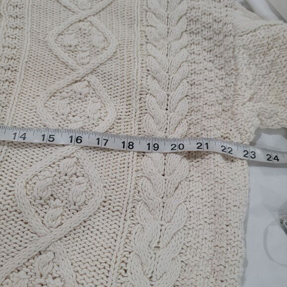 Womens Fisherman Cardigan Size Small Ivory Cable Knit Chunky Knit Granola - Picture 6 of 7